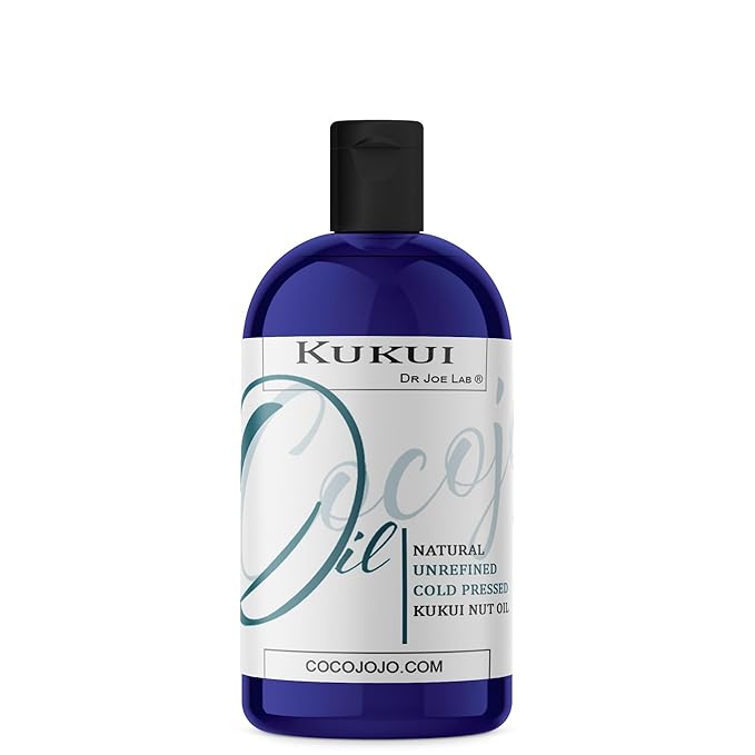 Dr Joe Lab Kukui Nut Oil 16 oz Pure Natural Cold Pressed Unrefined Extra Virgin Kukui Oil - for Hair Skin Body Nail and Beard - Moisturizing, Soothing, Hydrating, & Nourishing