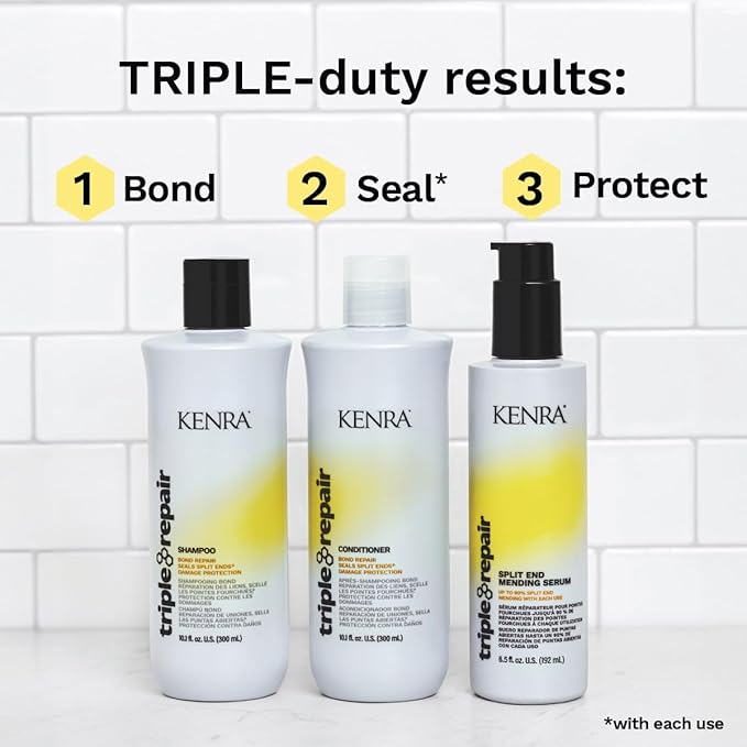 Kenra Triple Repair Split End Mending Serum | Up to 90% Split End Mending with Each Use | Targets & Repairs Weak or Broken Bonds | Split Ends | Damaged Hair | Bond Builder | 6.5 fl. oz. (2-Pack)