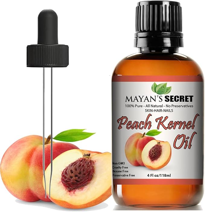 Mayan's Secret Pure Carrier and Essential oils for Skin Care, Hair, Body Moisturizer for Face-Anti Aging Skin Care (Peach Kernel oil, 4oz)