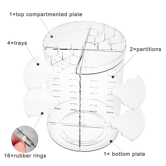 360 rotating makeup organizer with