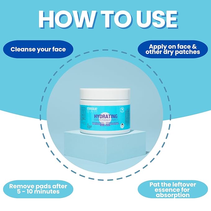 masque BAR Hydrating Instant Masque Pads with Sea Weed, Ceramide & Vitamin E, Moisture Locking Formula for a Radiant Skin, Skin Calming Instant Mask Pads for Face- Korean Skincare- 50 pads