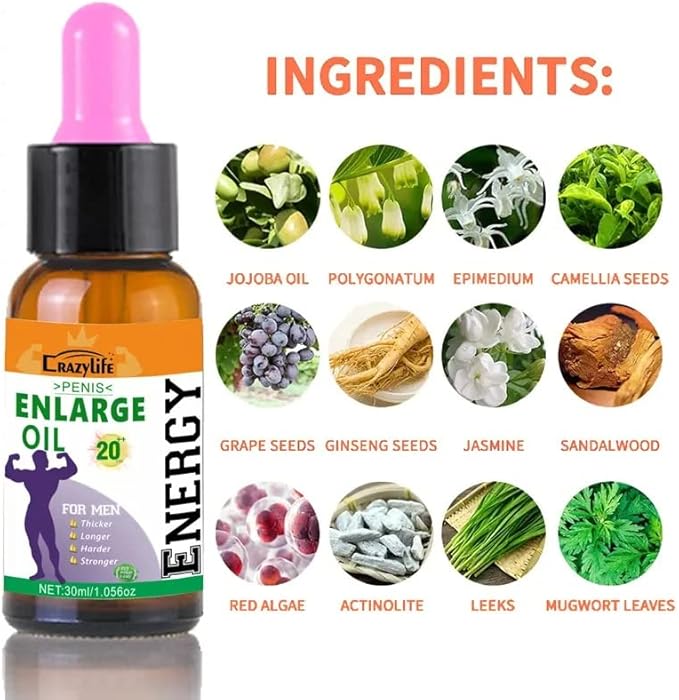 Massage Oil Enlargement Oil Increase Enlarge Gel Thicker Longer Stronger Large Size Enlarger Cream BLSEX for Men (F416-ENERGY Oil)