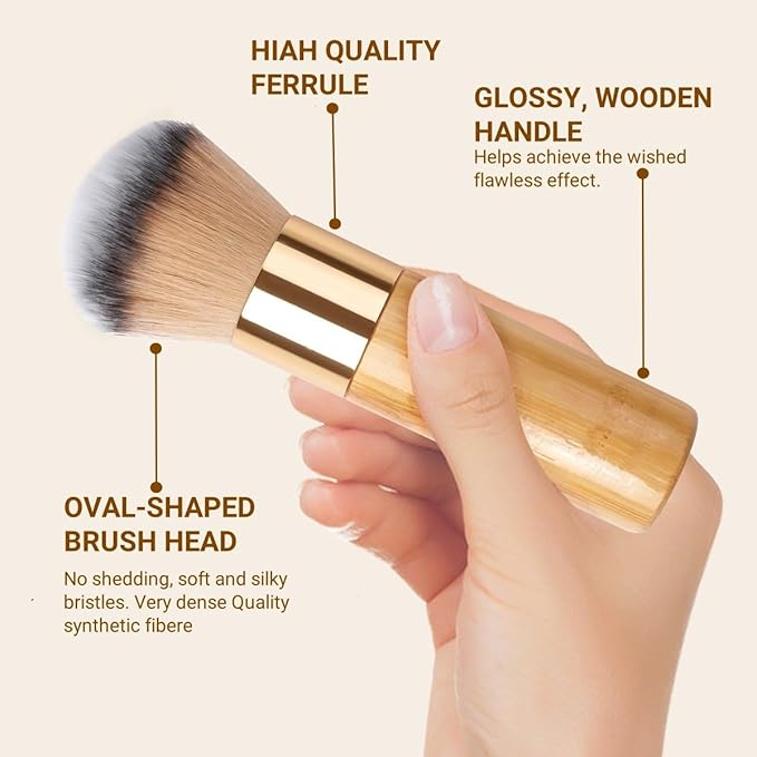 Bronzer Tan Self Tanning Brush, Vegan Large Kabuki Brush for Powder Foundation Self Tanner Applicator Brush, Professional Kabuki Foundation Blush Self Tanner Blending Brush for Face