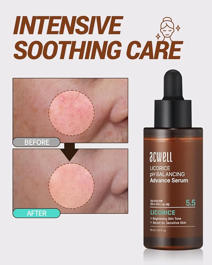 ACWELL Licorice pH Balancing Toner Pad + Licorice pH Balancing Advanced Facial Serum Ampoule Bundle
