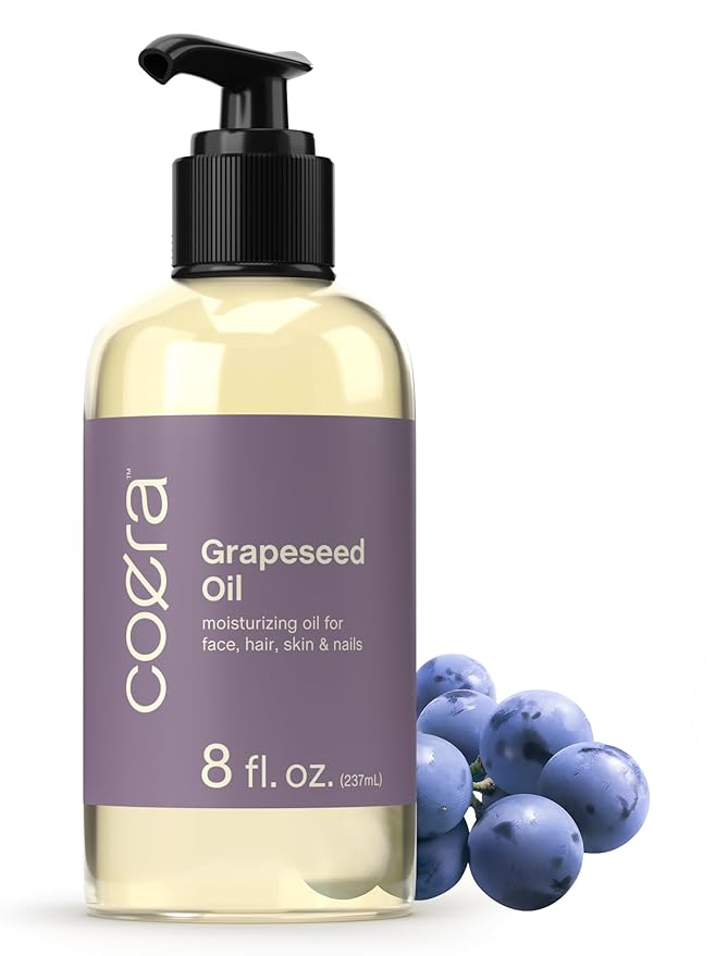Coera Grapeseed Oil | 8 fl oz | Moisturizing Oil for Face, Hair, Skin & Nails | Free of Parabens, SLS, & Fragrances