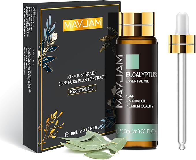 Eucalyptus Essential Oil, MAYJAM 10ML/0.33FL.OZ Premium Eucalyptus Oils for Soap Candle Making, Diffuser, Bedroom, Living Room, Office
