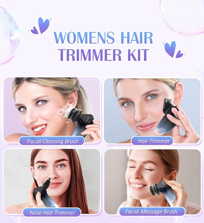 Electric Razors for Women,5 in 1 Womens Electric Leg Shaver Cordless Painless Facial Hair Removal for Arms and Underarms Bikini Trimmer,Portable and Safe Wet and Dry Use Women Shaver,White Black