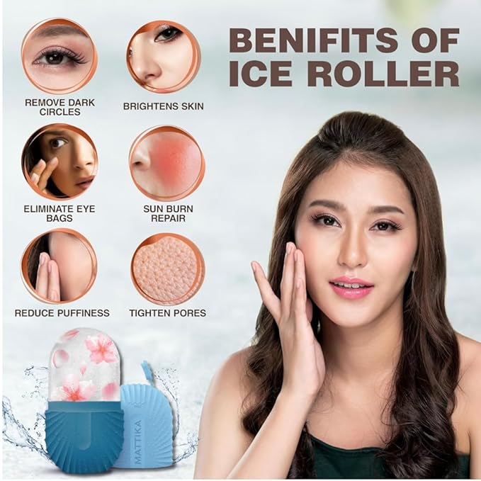 Ice Roller for Face and Eye Glow Naturally and Skincare, Ice Face Roller, Ice Facial Cube, Gua Sha Face Massage, Ice Roller Face for Beauty and Skin Care Gift for Men & Women Face Ice Roller (Blue)