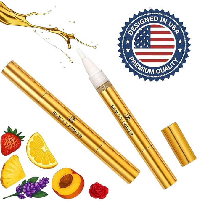 Nail Oil Cuticle Pen - Strawberry - Nail Strengthener & Growth Serum with Vitamin A, D, E, B5, Grapeseed & Natural Oils - Repair for Brittle, Peeling, Thin Nails - Twist Brush Pen