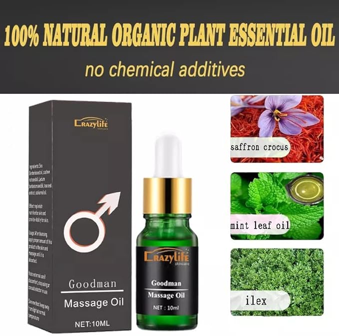 Massage Oil Enlargement Oil Increase Enlarge Gel Thicker Longer Stronger Large Size Enlarger Cream BLSEX for Men (F094-GOODMAN Oil)