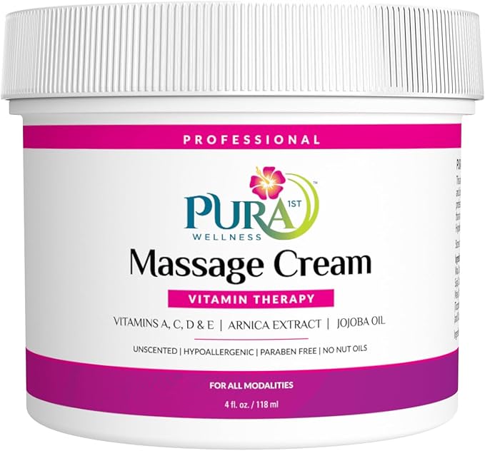 Vitamin Therapy Massage Cream, Massage Cream for Physical Therapy, Pura Massage Cream Deep Tissue Therapy, Pura Wellness Vitamin Therapy Massage, Unscented Cream for Physical Therapy, 4oz