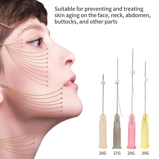 elves Pdo Mono Threads for Face Lift, Pdo Threads Lift 27G50mm, PDO Threads for Face Whole Body Lifting, PDO Smooth Threads Lifting 20Pcs