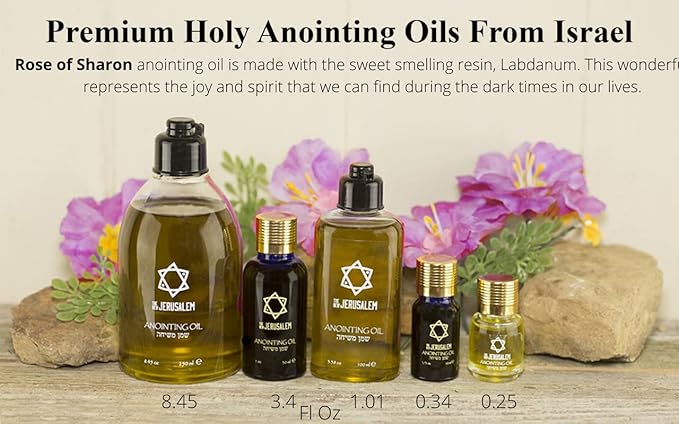 Rose of Sharon Anointing Oil from Israel, Holy Spiritual Oils Bottles from Jerusalem Blessed, Handmade with Natural Ingredients and Blessed for Wedding Ceremony, Religious Use, 3.4 Fl Oz