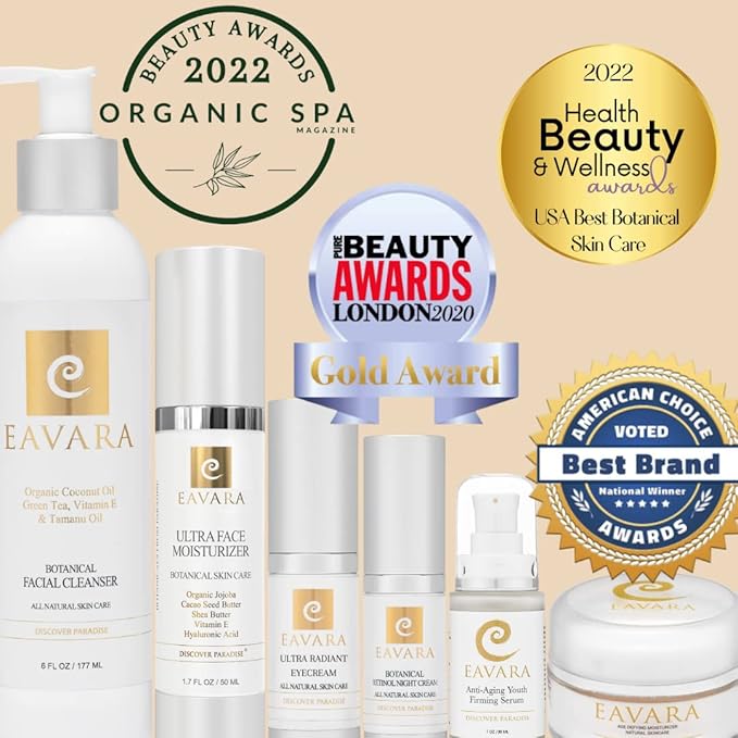 Organic Ultra Face Moisturizer, Natural Facial Cleanser and Retinol Night Cream