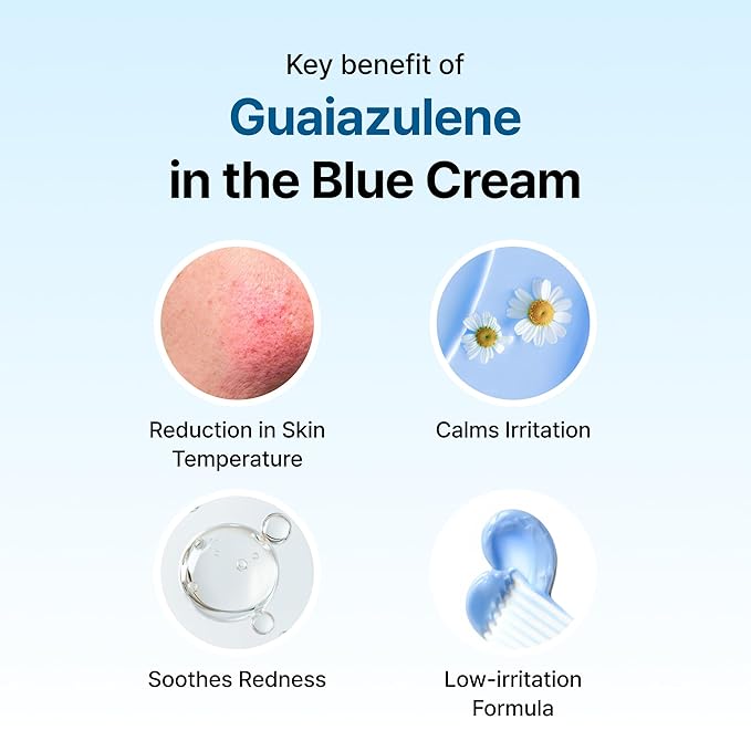 DearKlairs] Midnight Blue Calming Cream, Soothing, Redness Relief Moisturizer, Hydrating, Fast Absorbing, Light Texture for Easy Use, Sensitive Skin Friendly (1.01 Fl Oz (Pack of 1))