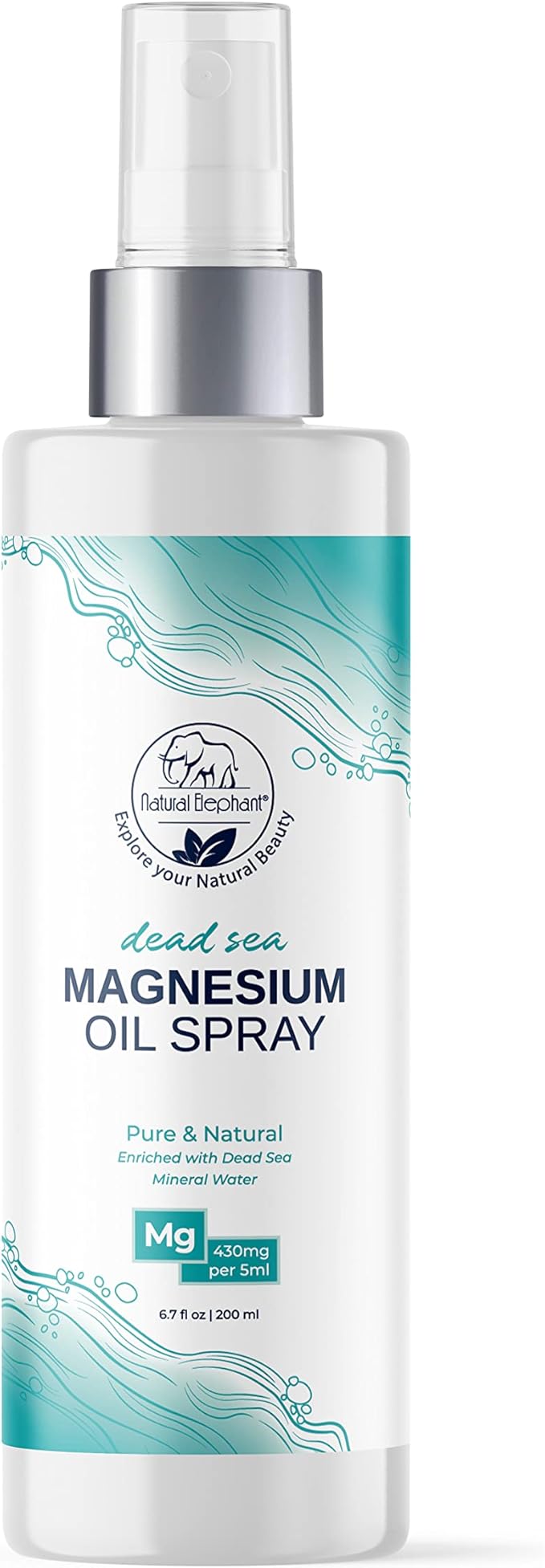 Natural Elephant Dead Sea Magnesium Oil Spray for Topical Use | 100% Pure | 6.7 fl oz (Pack of 2) | Promotes Relaxation and Well-Being