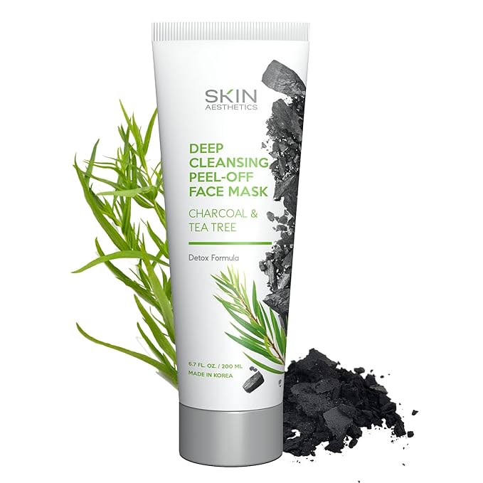 Charcoal & Tea Tree Peel-Off Face Mask - Blackhead Remover, Acne Treatment, Unclogs Pores, Deep Cleansing - Dermatologist Tested Korean Skincare, Clean Beauty, Cruelty-Free - 6.7 Fl oz