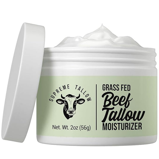 Supreme Grass Fed Beef Tallow Moisturizer For Sensitive Skin. Unscented Ultra High Purity Whipped Tallow Balm. 2-In-1 Face Cream And Body Lotion For Dry, Damaged, Or Sensitive Skin Care.