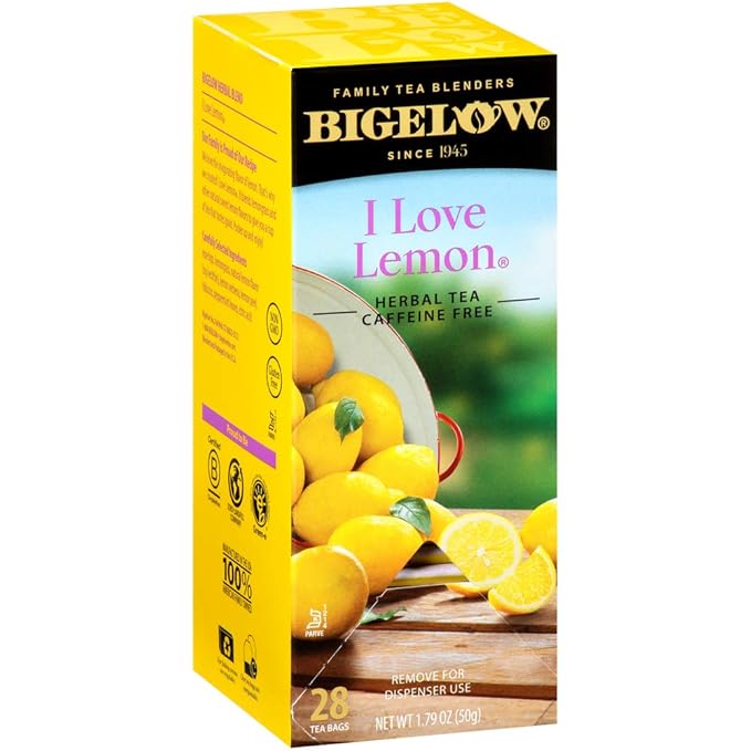 Bigelow I Love Lemon Herbal Tea Bags 28-Count Box (Pack of 3) Lemon-flavored Herbal Tea Bags with Vitamin C All Natural