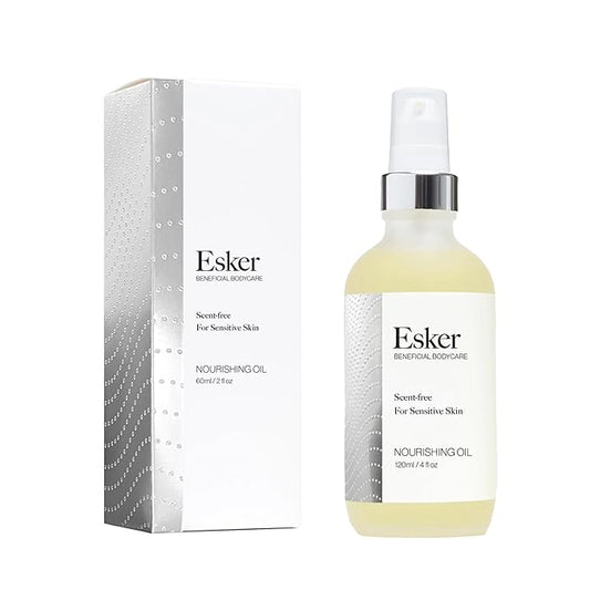 ESKER Nourishing Body Oil For Sensitive Skin Formulated to Hydrate and Retstore Dry Skin Infused with Prickly Pear Oil | Unscented | Vegan | Cruelty-Free Clean Beauty (4 fl oz | 120 ml)