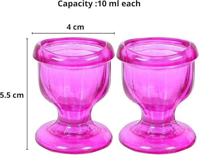 Glass Eye Wash Cup with Engineering Design to Fit Eyes for Effective Eye Cleansing - Eye Shaped Rim, Snug Fit Set of 2 (Pink)