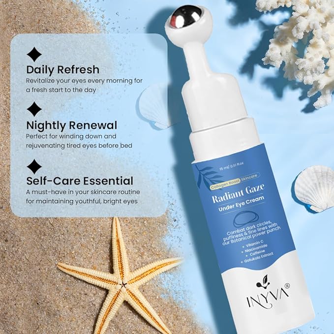 Radiant Gaze Under Eye Cream | Reduces Dark Circles, Puffiness & Fine Lines | Hydrating Vitamin C & Caffeine Formula | Soothes & Brightens Delicate Under Eye Skin | 1 oz