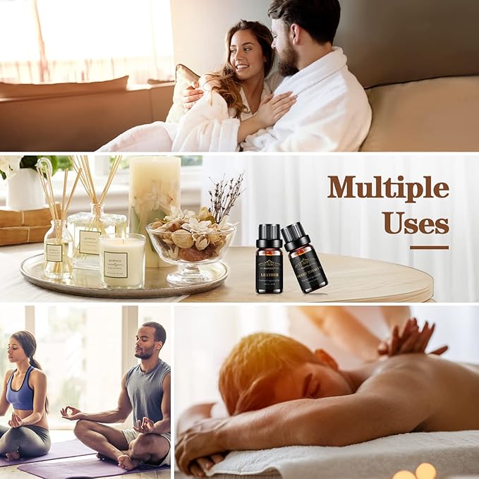 Essential Oils Set, Men Scents Fragrance Oil Aromatherapy Essential Oils Kit for Diffuser (6x10ML) - Sandalwood, Cedar, Leather, Sweet Tobacco, Rum, Cologne Aromatherapy Oils Gift for Men