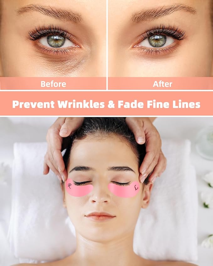 Under Eye Patches Silicone - 2 Pairs Reusable Eye Wrinkle Patches, Reusable Under Eye Mask, Plump Fine Lines & Wrinkles, Purple&Pink