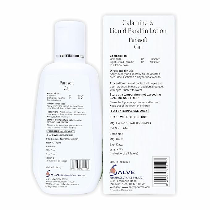 Cal Body Moisturizing Lotion With Calamine, Aloevera And Rose Oil | Soothing Restoring Moisturizer | Relief Irritating Rashes Burns | Non-sticky Formulation For All Type Skin - 70 ml