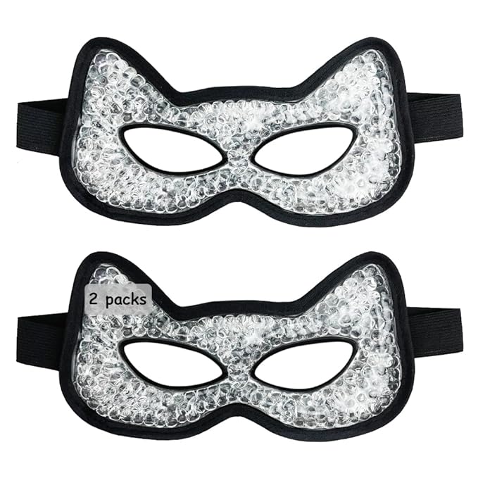 Cooling Eye Mask, Gel Eye Mask Hot Cold Use, Cold Eye Mask for Puffy Eyes, Dry Eyes, Headaches, Migraines, Sinus, Dark Circles (2 blue)