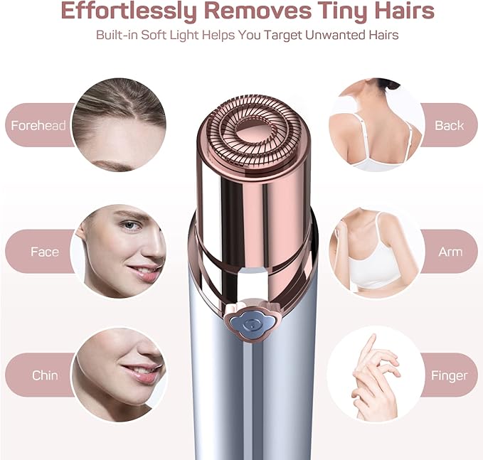 Facial Hair Removal for Women, GURELAX Hair Remover for Face, Painless Hair Removal Device, Face Shavers for Chin Upper Lip -Included 4 x Replacement Heads