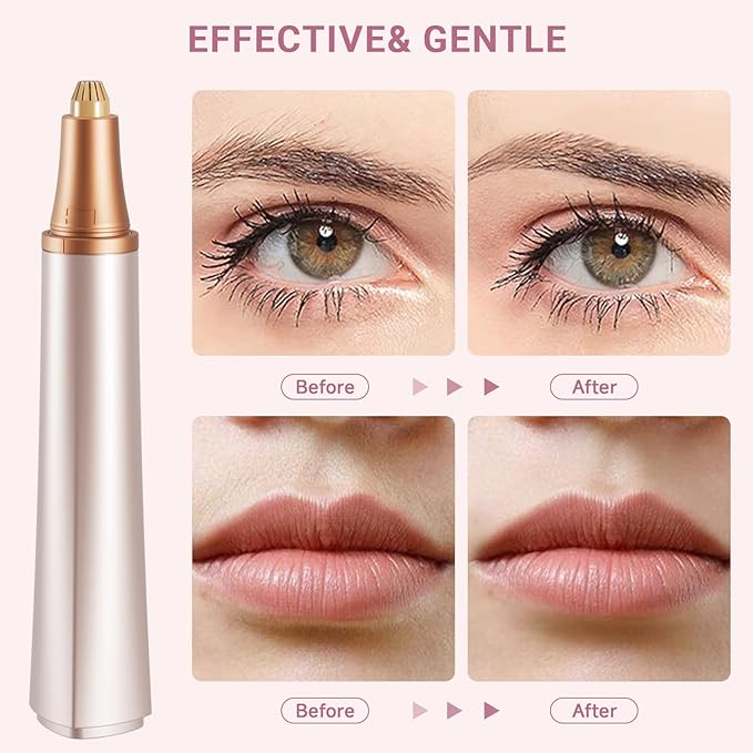 Electric Eyebrow Trimmer, 3 in 1 Facial Hair Remover for Women, Waterproof Rechargeable Hair Shaver for Face Eyebrow Leg Bikini Nose, Painless Facial Razor Epilators with 3 Guide Combs