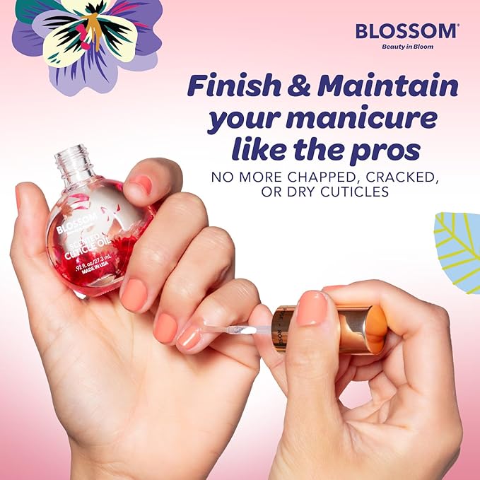Blossom Cuticle Oil for Nails, Hydrating, Moisturizing, Scented Nail Oil Cuticle Care, Infused with Real Flowers, Made in USA, 0.5 fl. oz, Rose