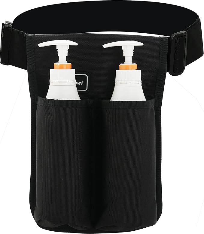 Massage Bottle Bag Massage Therapist Holster Massage Lotion Holster Massage Oil Holster（YR-2KD-Black）