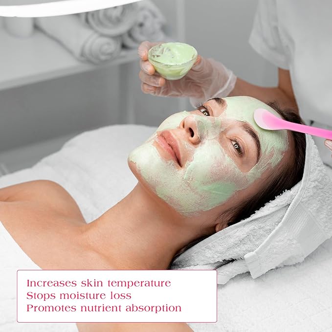 200 Sheets Plastic Face Mask, Disposable Face Mask Facial Mask Set Spatula Transparent Moisturizing Face Mask Disposable Face Thin Facial Plastic Wrap Retention for Skin Care & DIY Spa Mask