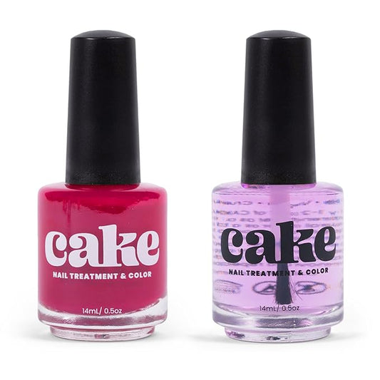 CAKE Power Boost Nail Strengthener & Hardener, Repair Damaged Nails, Non-Toxic, Professional Brush, Keratin Enriched (Sassy Senorita) (1 fl oz)