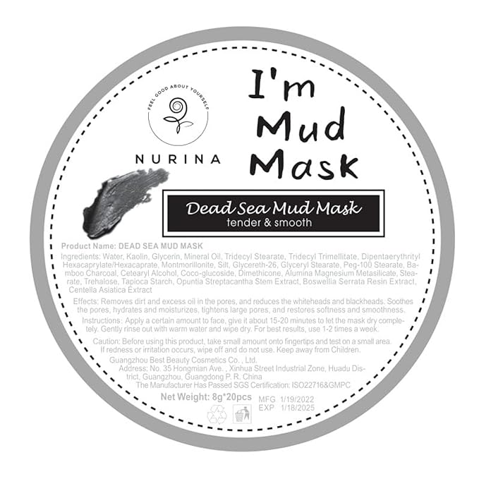 NURINA Dead Sea Clay Masks - Deep Sea Mineral Pore Cleanser & Blackhead Remover Individual Use Face Masks Dirt Oil Eliminating Single Use Cup Mud Mask – 20pcs/Bucket (DEAD SEA MUD MASK)