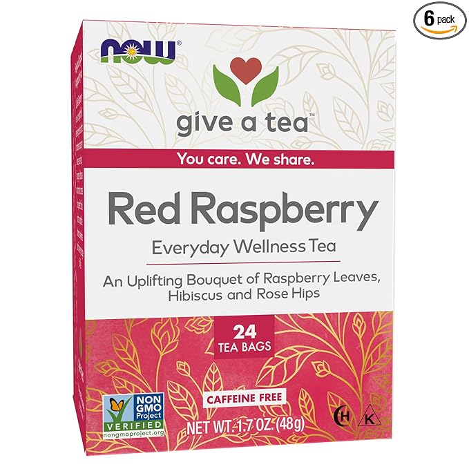 NOW Foods, Women's Righteous Raspberry Tea, Floral Bouquet of Raspberry Leaves, Hibiscus and Rose Hips, Caffeine-Free, Premium Unbleached Tea Bags with No-Staples Design, 24-Count