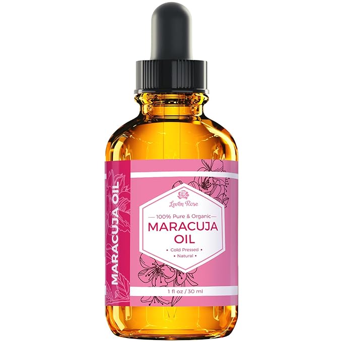 Leven Rose Maracuja Oil, Passion Fruit Seed Oil 100% Natural Moisturizer for Hair Skin and Nails 1 oz