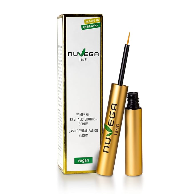 Nuvega Lash - Vegan Eyelash Serum & Eyebrow Serum for Long Eyelashes in just 4-6 Weeks I Lash Serum I Eyelash Growth Serum I Made in Germany I 1ml