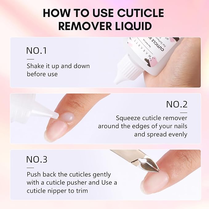 Makartt Cuticle Remover Liquid, 50ml Professional Instant Softener Cream for Dry Cuticles, Salon-Quality Nail Care Dissolver for Manicure & Pedicure Use