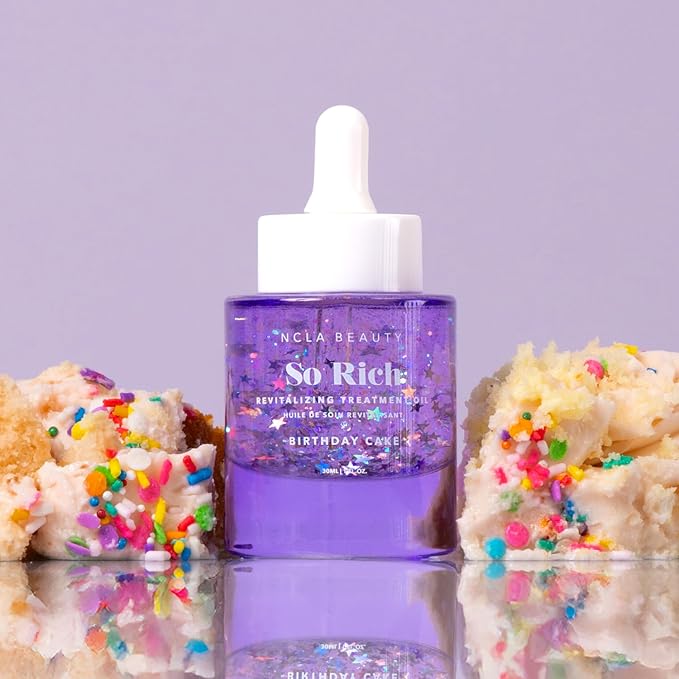 NCLA - So Rich Revitalizing Treatment Oil | Nutrient-Rich, Hydrating, Calming, Moisturizing | Multi-Purpose, Safe for Daily Use | Cruelty-Free, Vegan (Birthday Cake) 30 mL / 1 fl oz