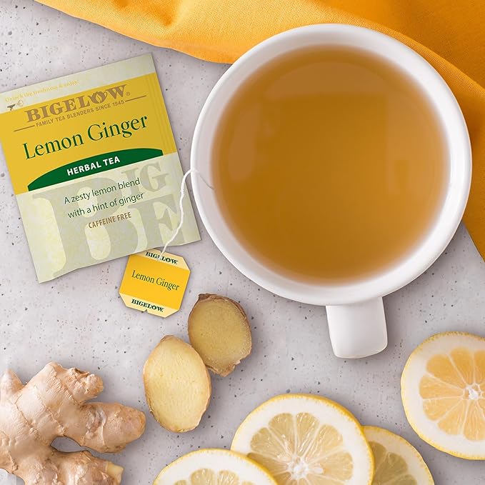 Bigelow Lemon Ginger, 80 Count Box (Pack of 1) Caffeine Free Herbal Tea , 80 Tea Bags Total