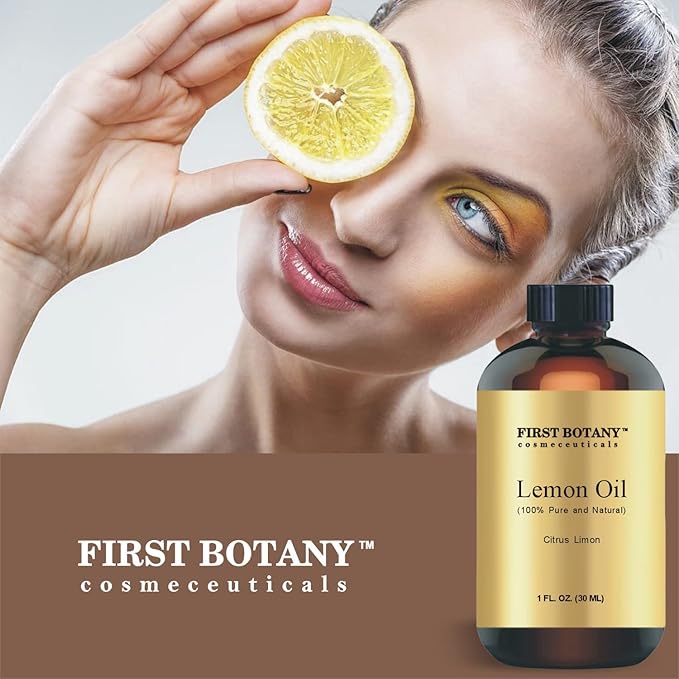 First Botany, 100% Pure Lemon Oil - Premium Lemon Essential Oil for Aromatherapy, Massage, Topical & Household Uses - 1 fl oz