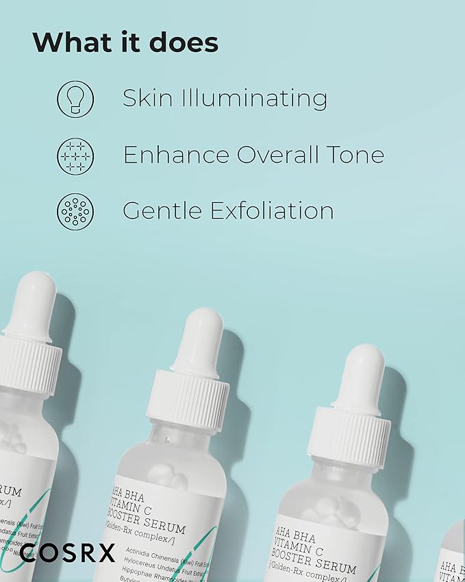 COSRX AHA BHA Vitamin C Booster Serum 1.01fl.oz/30ml, Anti Aging, Plumping, Hydrating Serum with Niacinamide, Not Tested on Animals, No Parabens, Korean Skincare