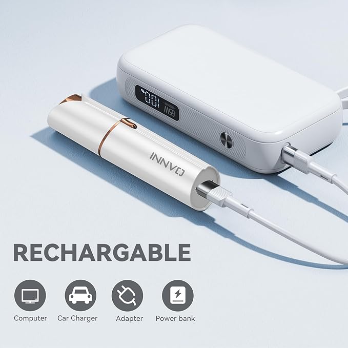 Facial Hair Remover for Women Ladies Upper Lip Hair Removal Electric Face Shaver with Rechargeable Battery Brush (White with 1 Replacment Head)