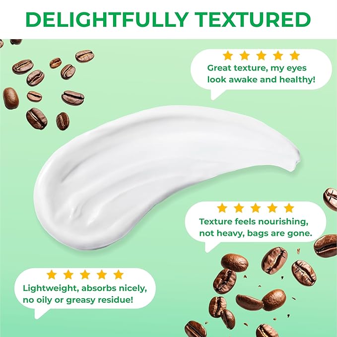 EyeGLO Caffeine Eye Cream for Dark Circles, Eye Bags, and Puffiness | UnderEye Treatment for Women with Peptides, Antioxidants, Hyaluronic Acid | Natural Brightening EyeCream - 1 Oz