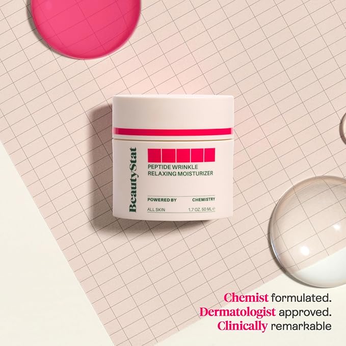 BeautyStat Peptide Wrinkle Relaxing Moisturizer - Made in the USA - Created by a 20+ Year Skincare Veteran Cosmetic Chemist - 1.7oz/50ml