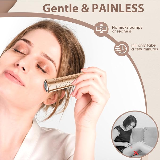 Facial Hair Removal for Women, Rechargeable Hair Removal Device, Painless Face Electric Razor/Shaver for Lip, Arms, Face, Peach Fuzz (Yellow Green)