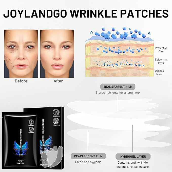 Joylandgo Wrinkle Patches, Joylandgo Wrinkle Removers Patches, Joylandgo Nasolabial Folds Removal Mask, Face and Forehead Wrinkle Patches, For Nasolabial, Forehead, Eye Care (10 Pcs)